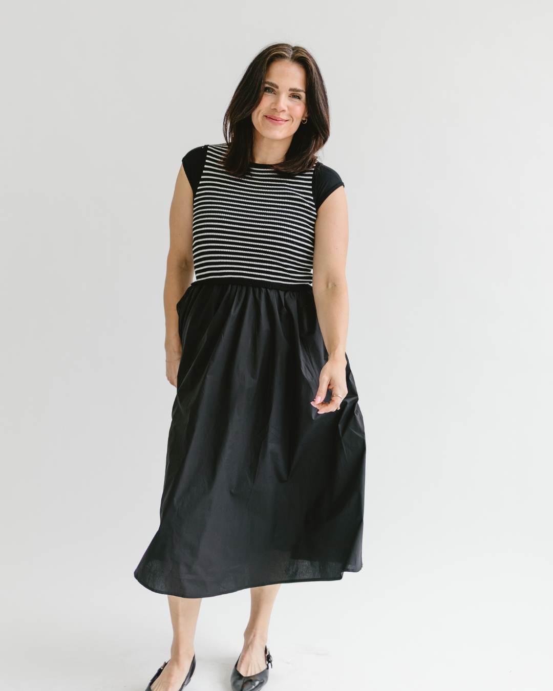 Striped Sleeveless Maxi Dress with Pockets