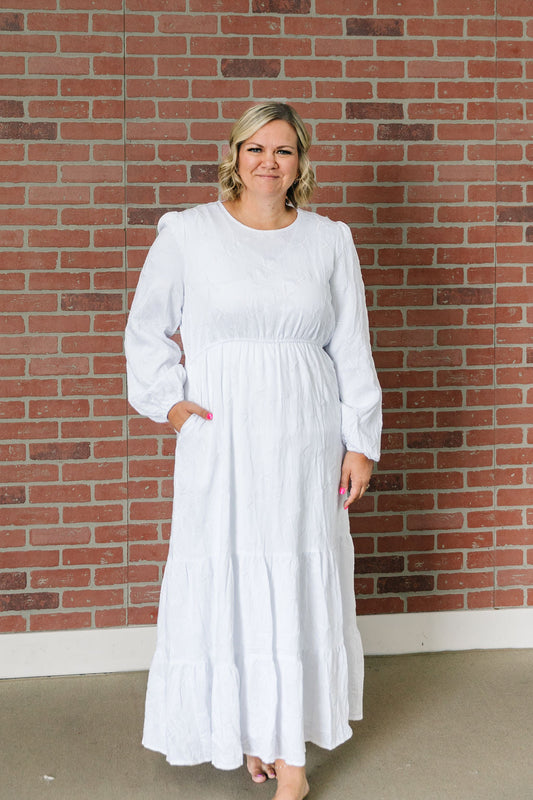 All In White Embroidered Vine (Modest Molly)