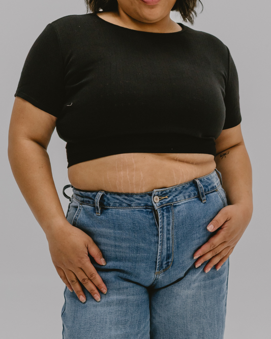 Eyelet Knit Pointelle Boyfriend Sleeve Halftee