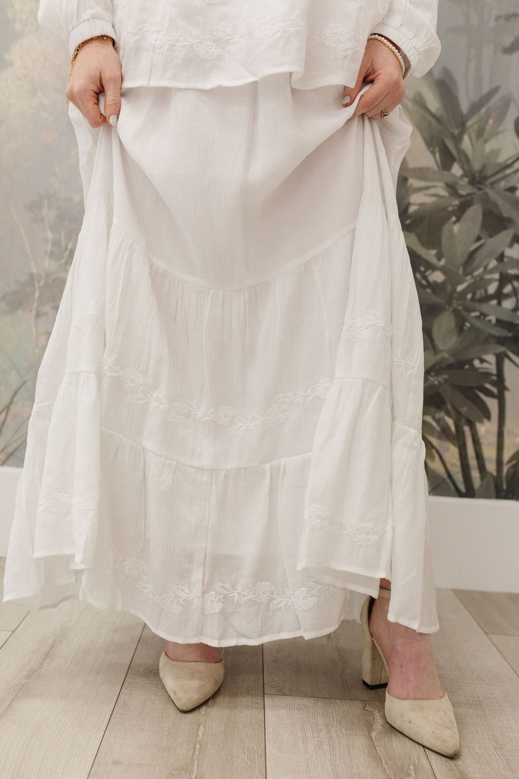 All In White Skirt Set