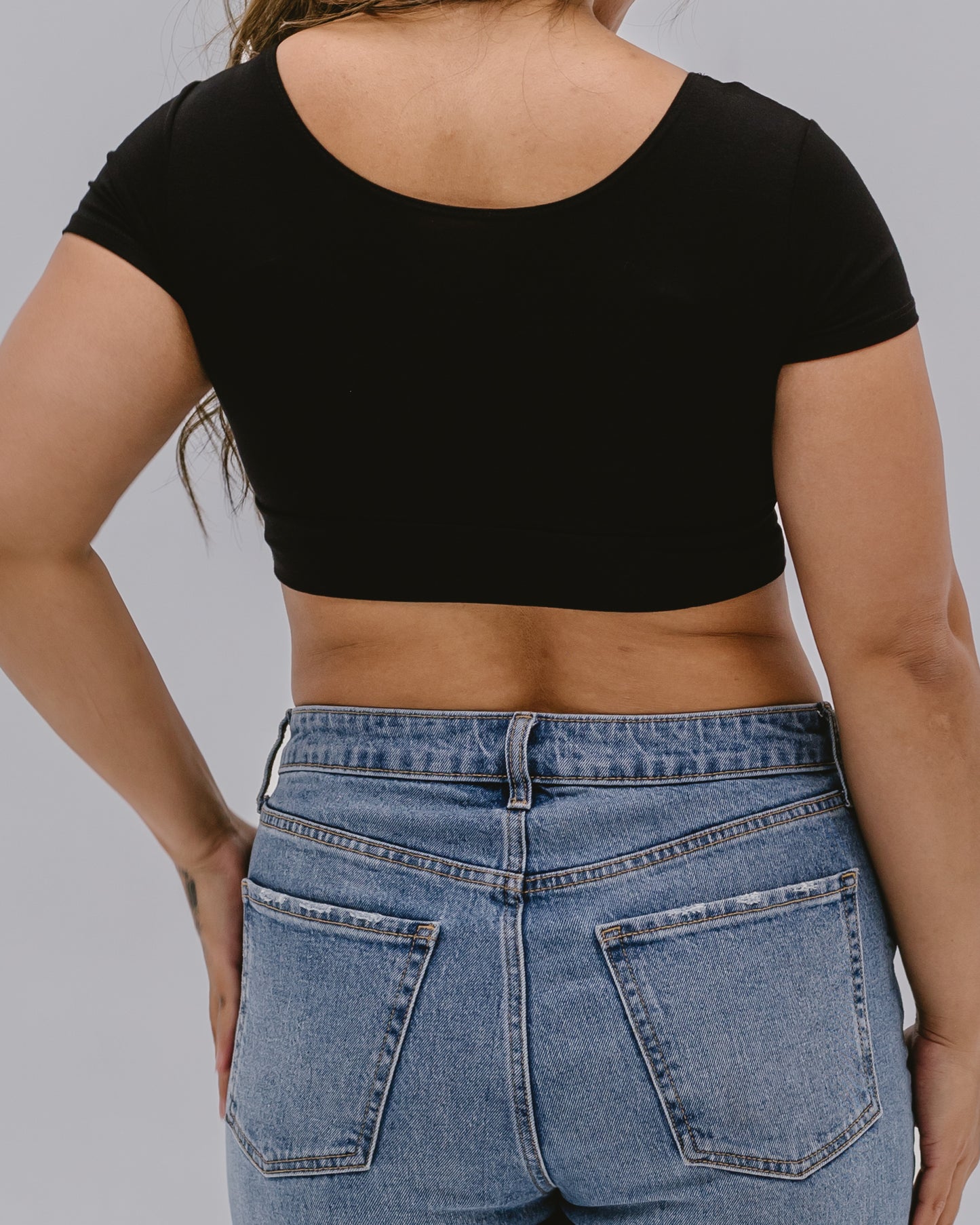 Peekaboo Short Sleeve Halftee (Lace Detail Inset)