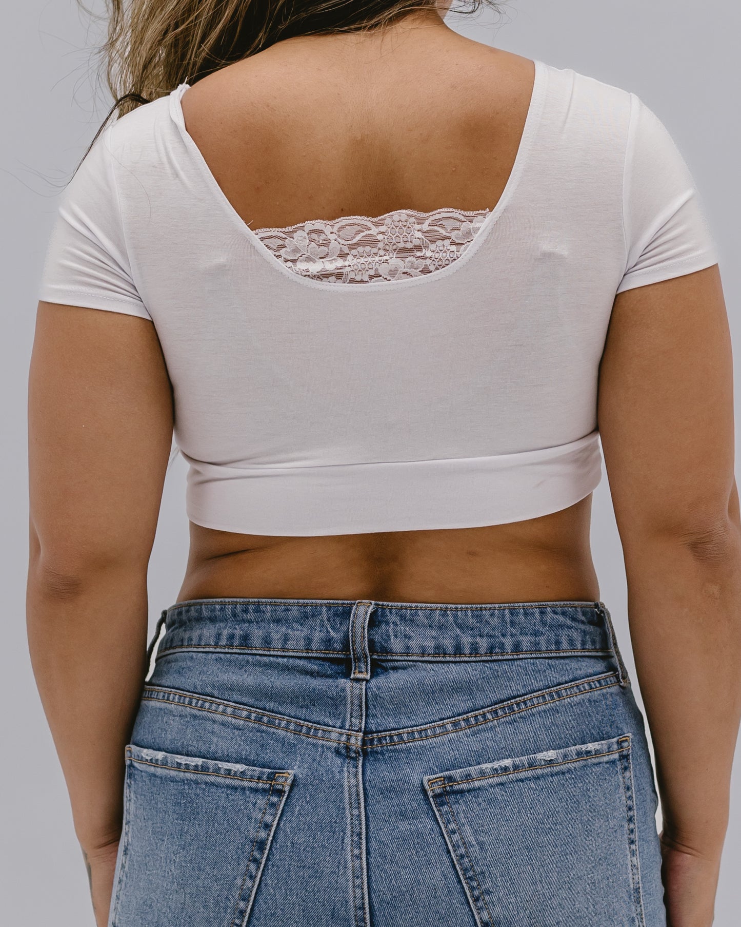 Peekaboo Short Sleeve Halftee (Lace Detail Inset)