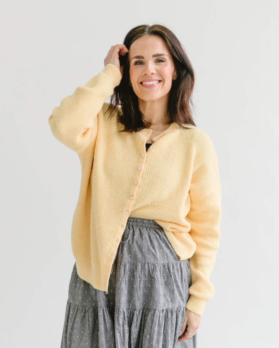 Ribbed Button-Front Cardigan