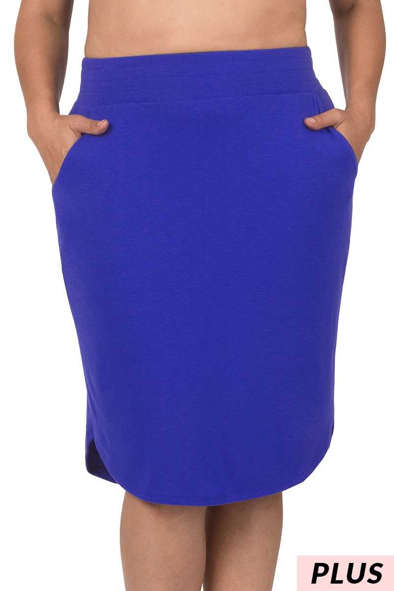 A versatile brightbluepencil skirt, perfect for everyday wear.