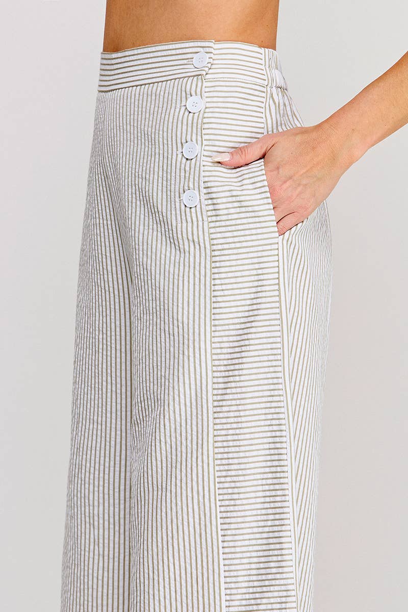 Seersucker - Side Button Pants
