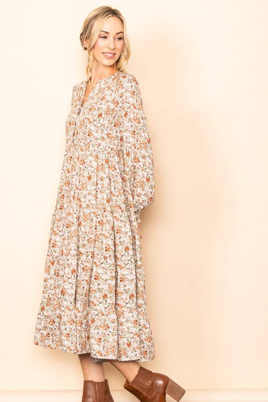 Button Down Tiered  Maxi Dress
