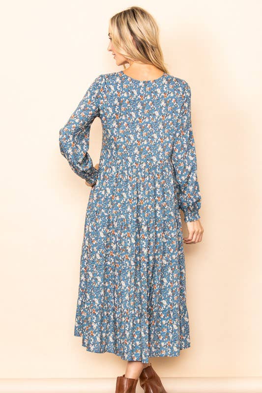 Button Down Tiered Flutter Maxi Dress