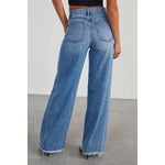 Wide Leg Side Seam Stitching Frayed Hem Jeans