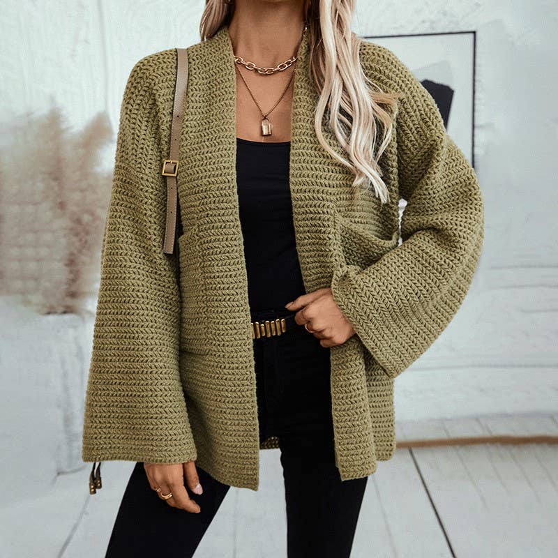 Vintage Double-Pocket  Midi Cardigan