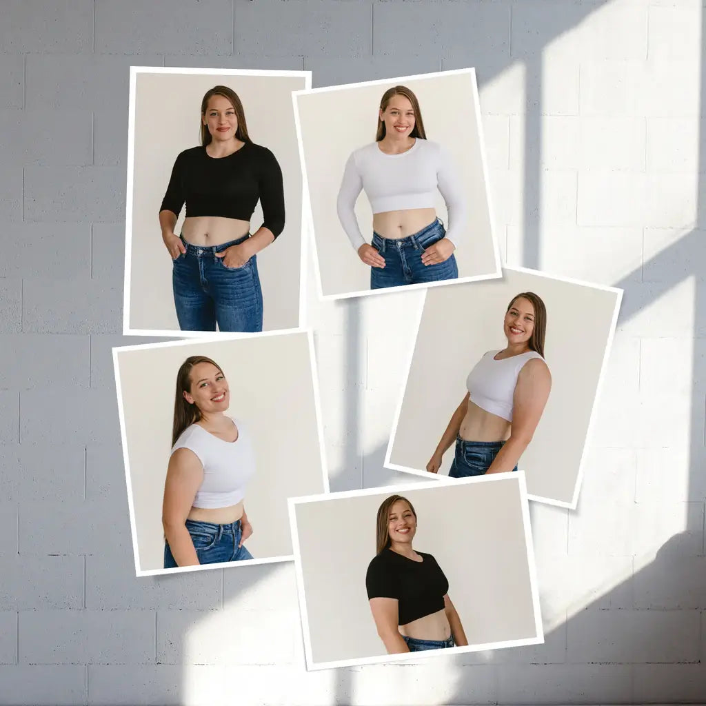 photo of girl wearing black and white halftee shirt