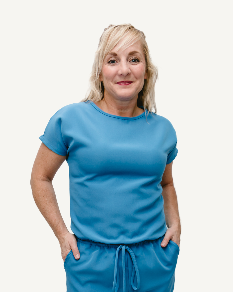 A soft, stretchy blue romper made from comfortable fabric.