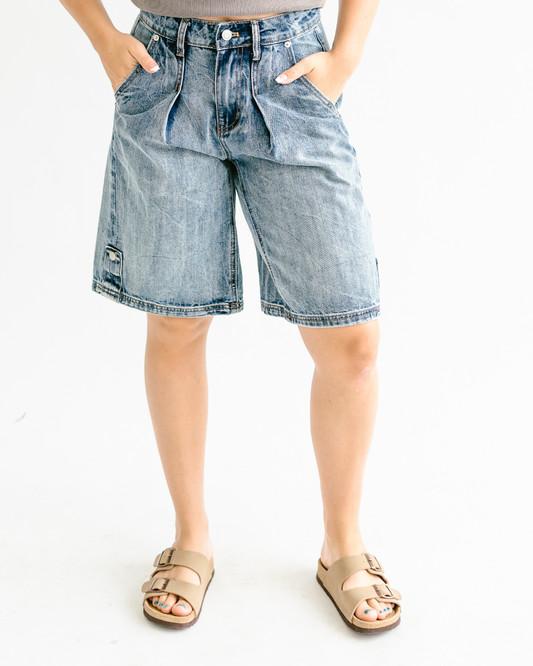 Wide Leg Denim Shorts