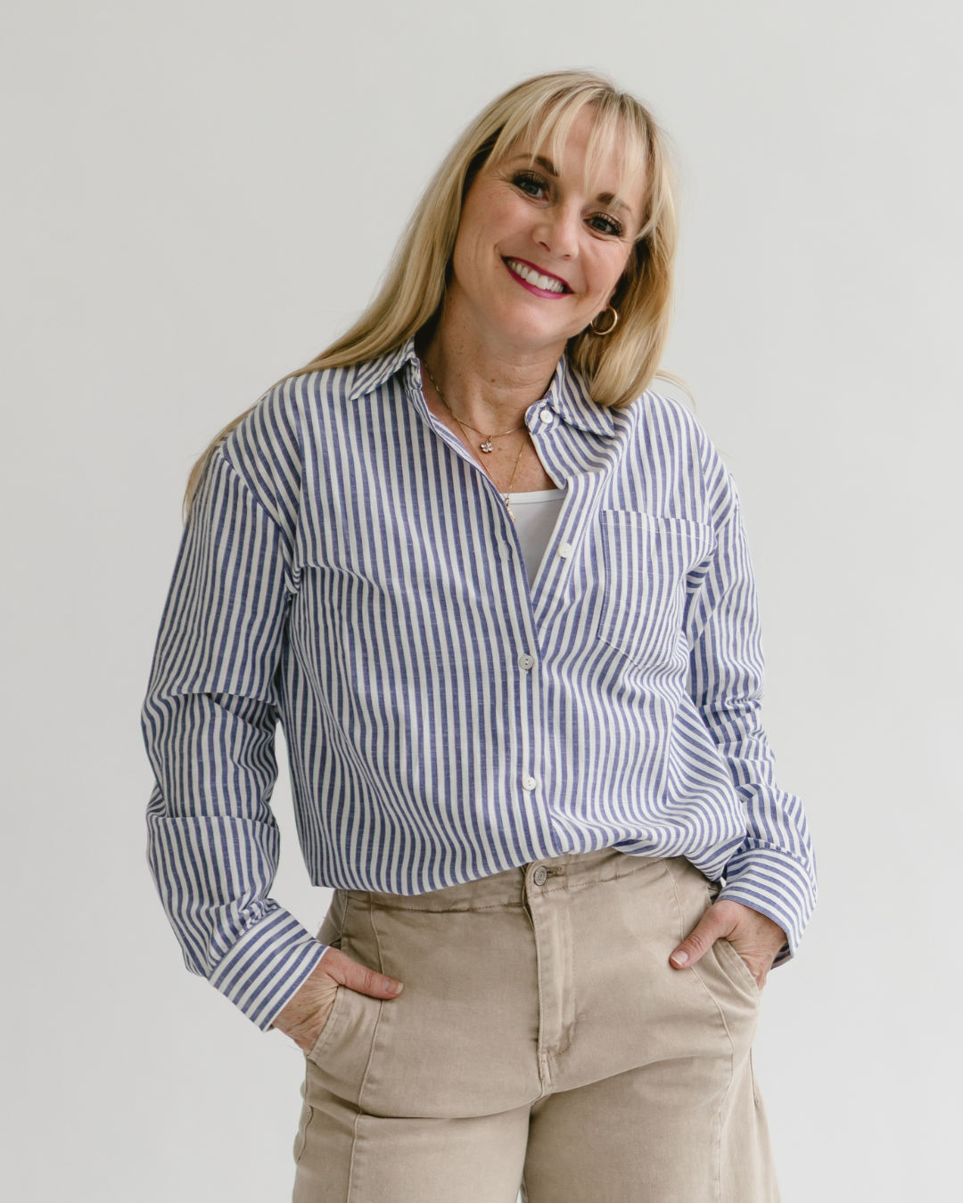 Collared Stripe Button Down Shirt