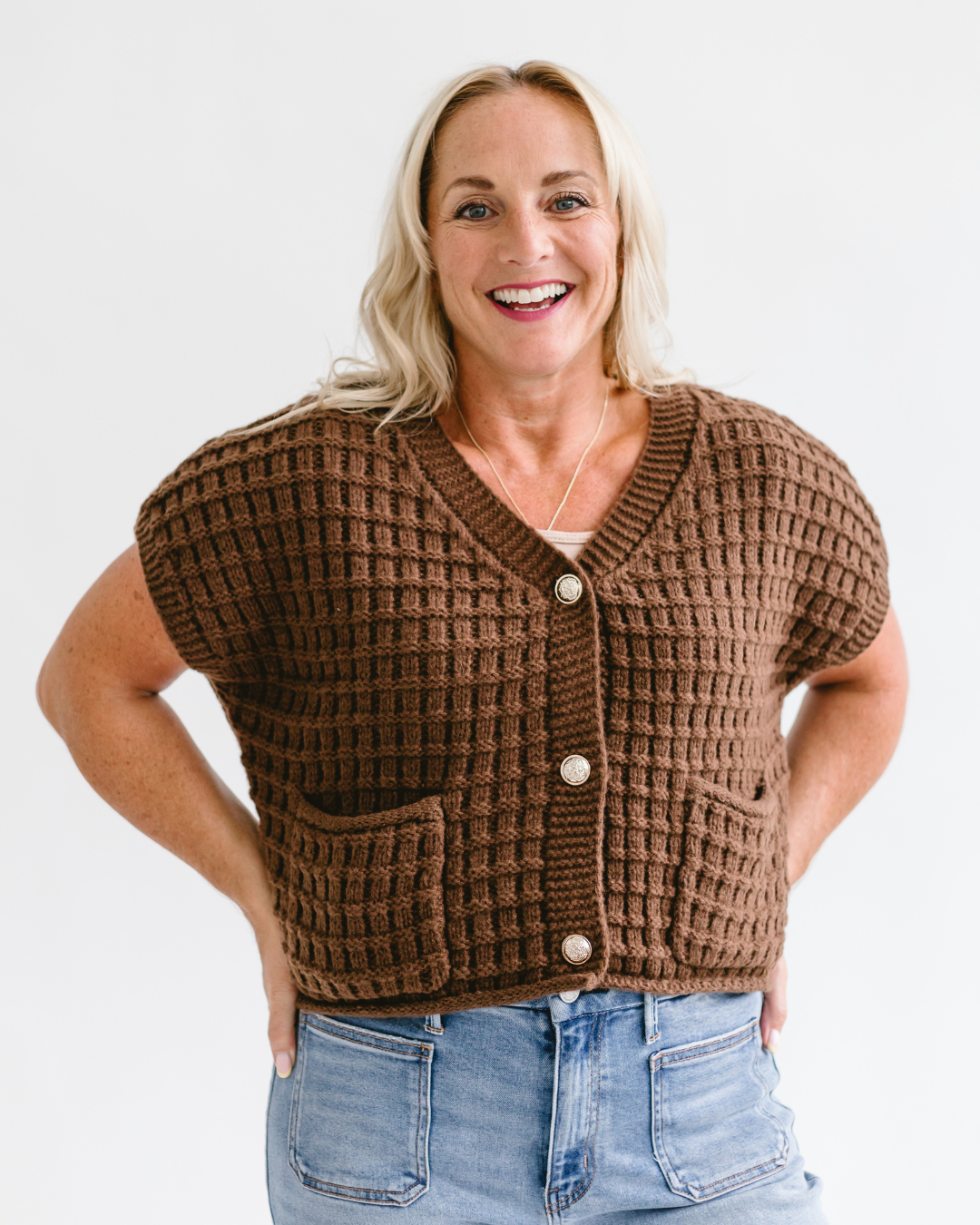 Waffle Button up Cardigan