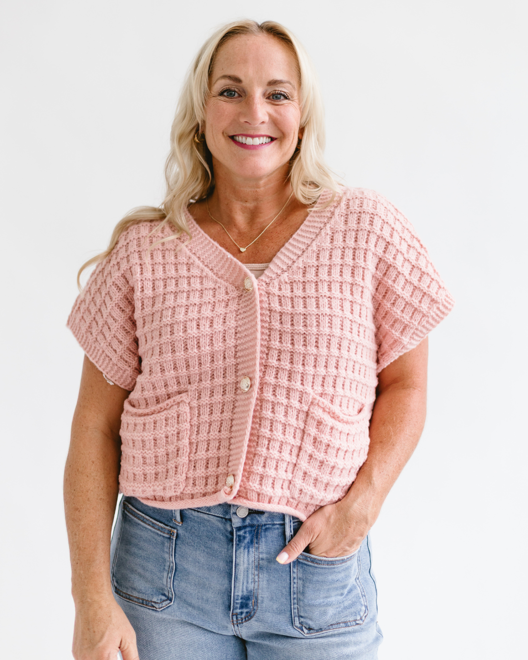 Waffle Button up Cardigan
