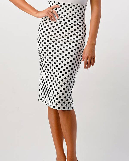 Polka Dot Stretchy Pencil Skirt