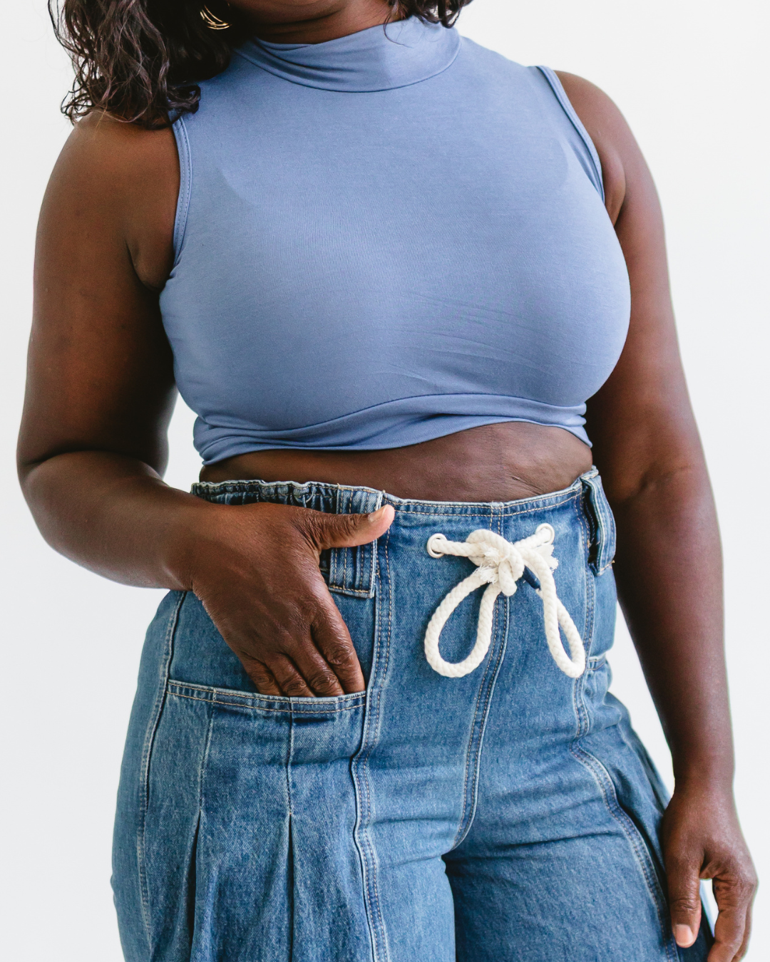 Mock Neck Sleeveless Halftee