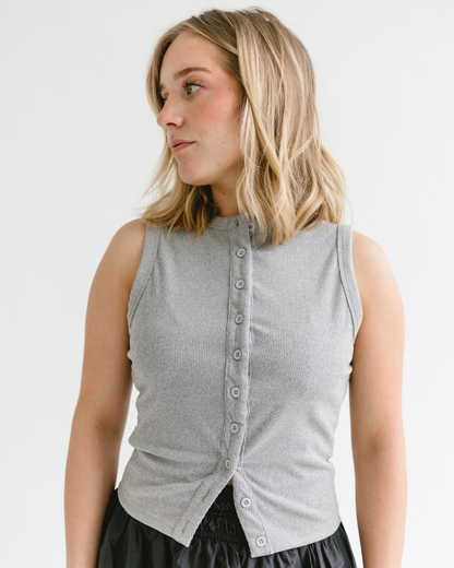 Ribbed Buttoned Tank Top