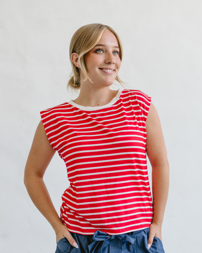 Crewneck Striped Sleeveless Tank