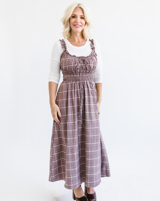 Plaid Smocked Maxi Dress