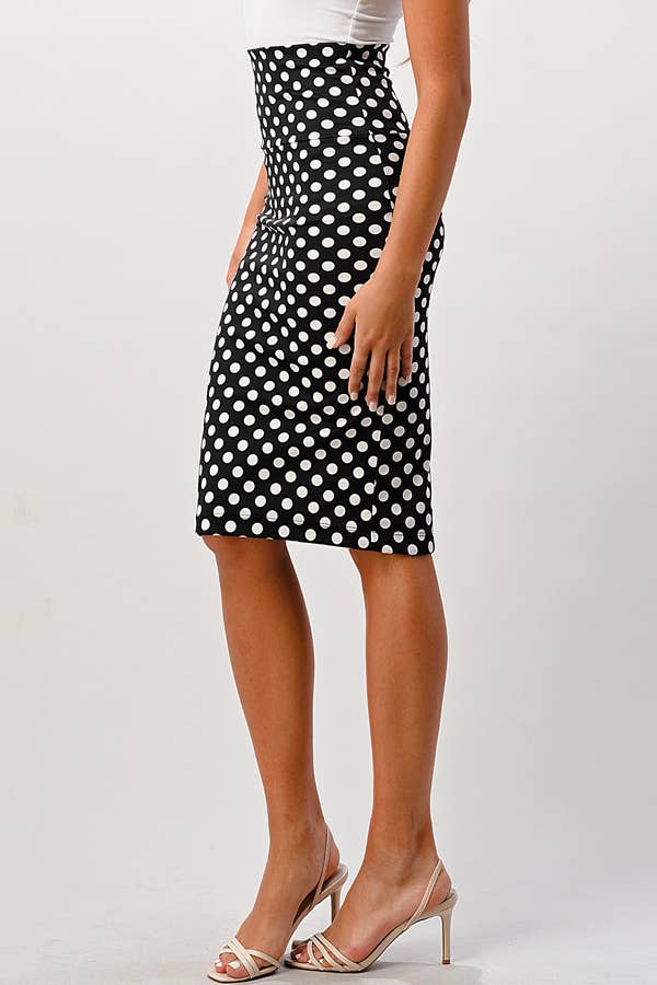 Polka Dot Stretchy Pencil Skirt