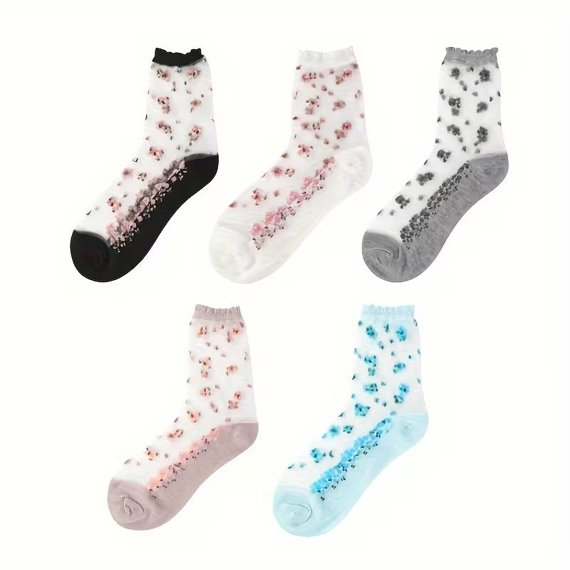 Sheer Floral Socks - 3 Pack