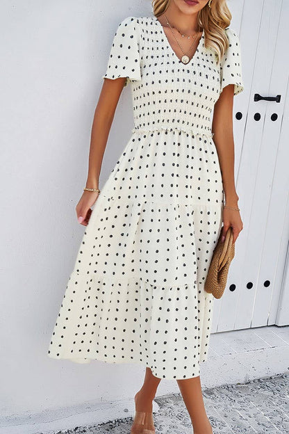 V-Neck Print Short Sleeve Dresses