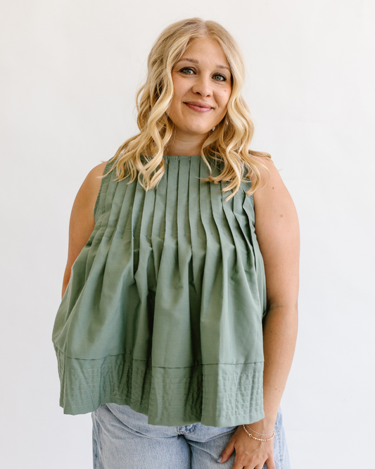Pleated Peplum Tank Top