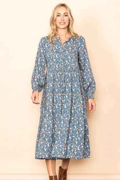 Button Down Tiered Flutter Maxi Dress