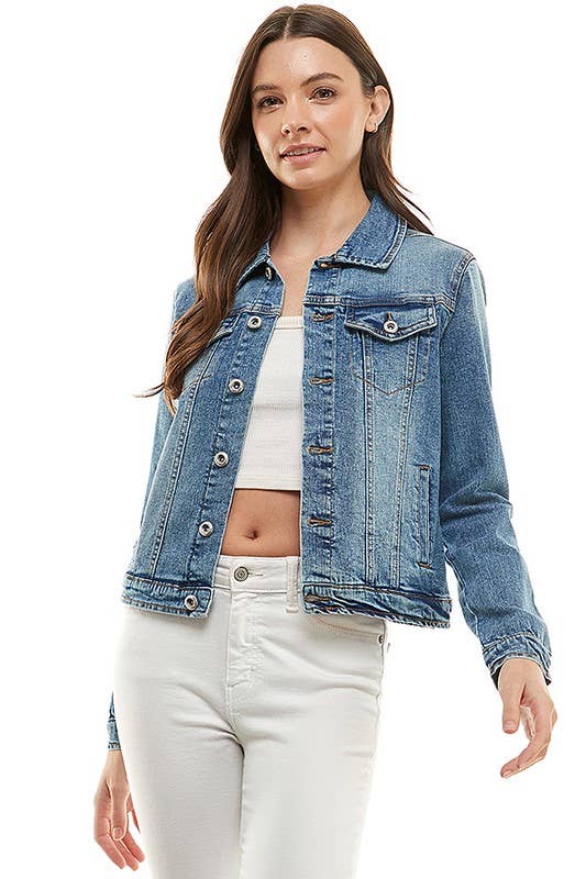 Plus Size Spandex  Ladies  Casual Denim Jacket