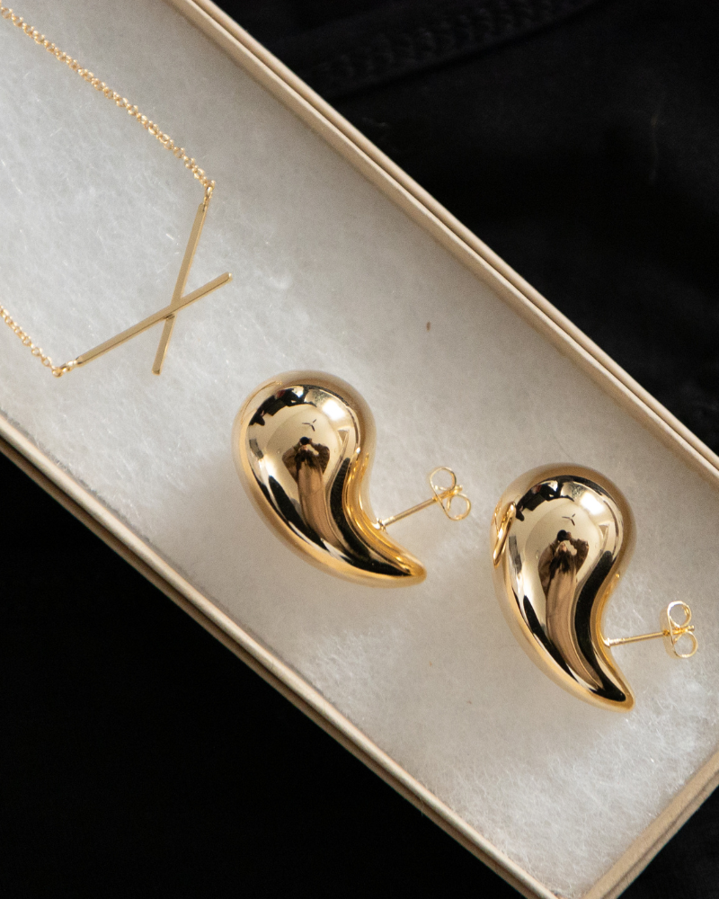Gold Gift Box Earrings & Necklace