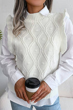 Knitted Sweater Vest with Ruffle Detail