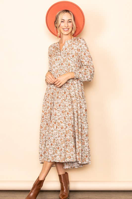 Button Down Tiered  Maxi Dress