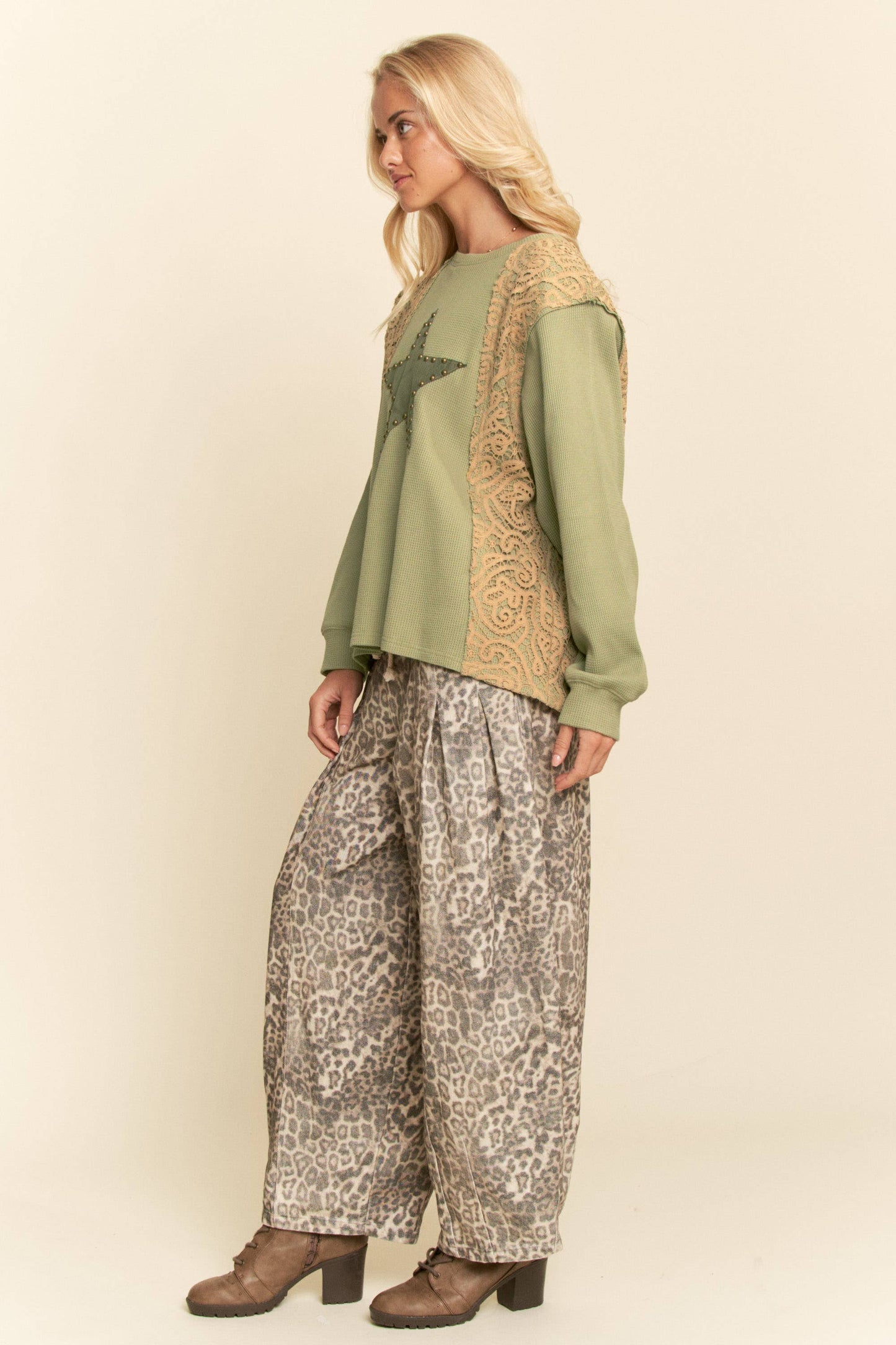 Animal Print Barrel Jeans