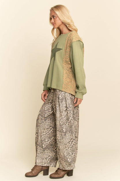 Animal Print Barrel Jeans