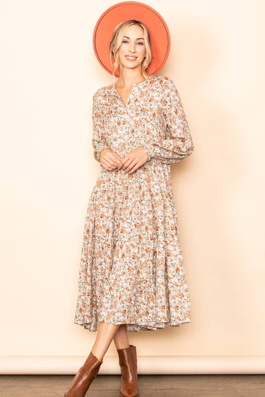 Button Down Tiered  Maxi Dress