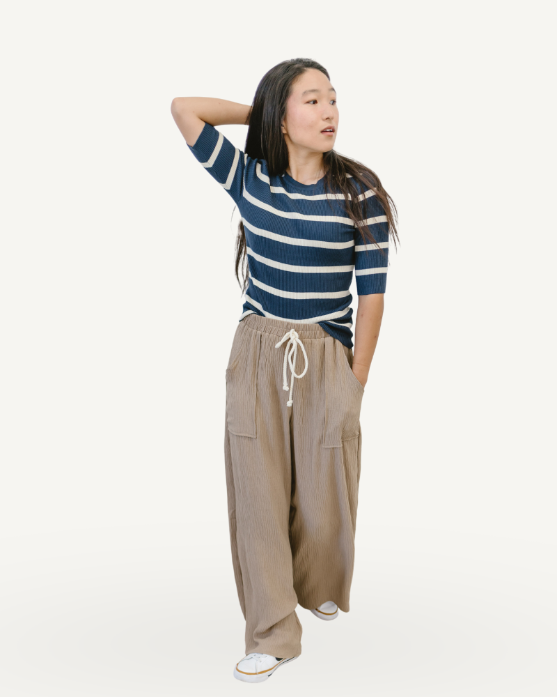 Solid Wide Leg Pants with Pockets blue