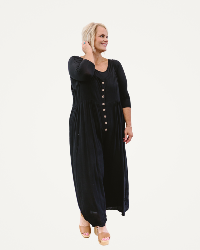 Soft cotton blend plus-size black dress