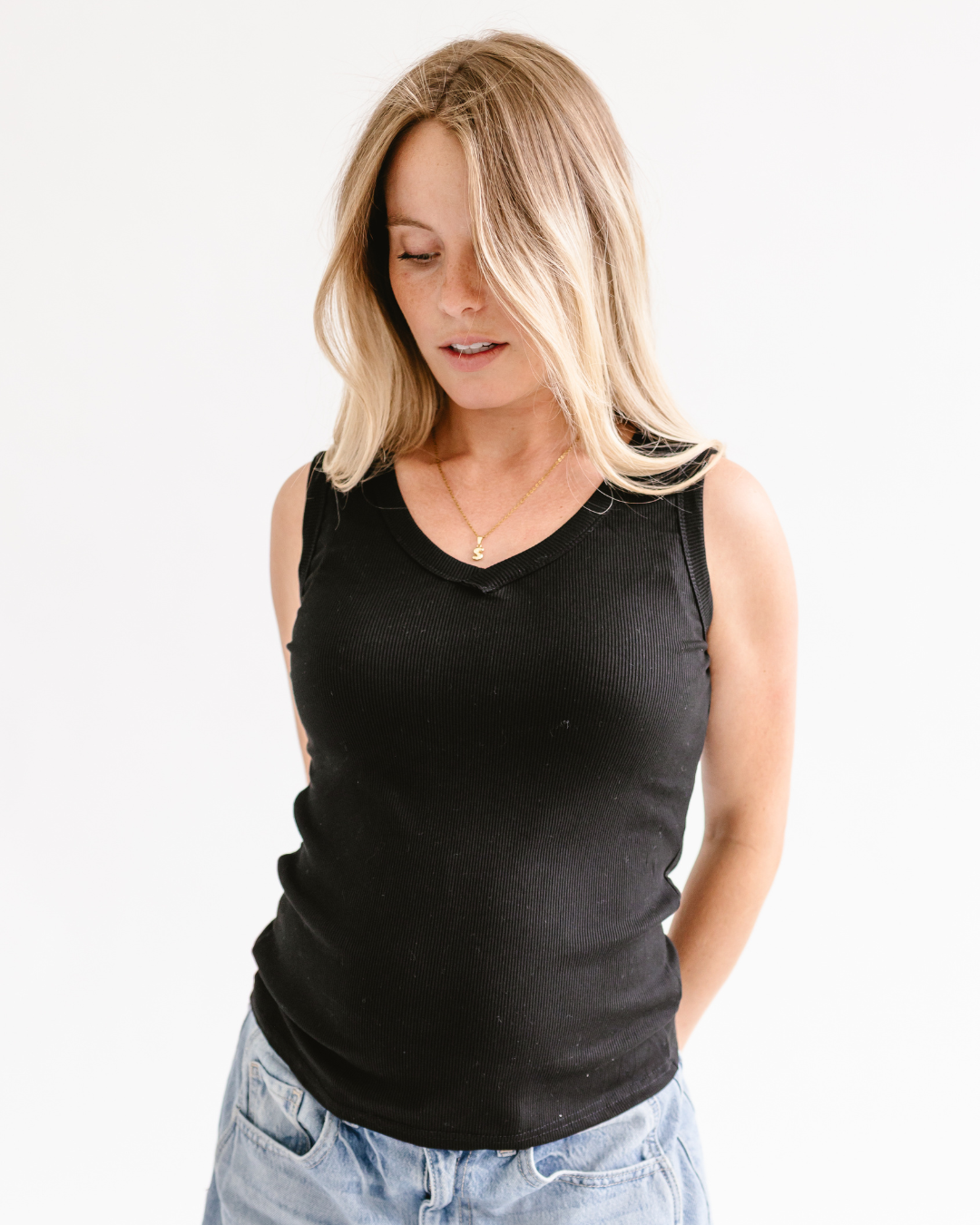 V-neck Ribbed Tank Top