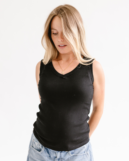 V-neck Ribbed Tank Top