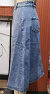 Breasted A-line midi denim skirt