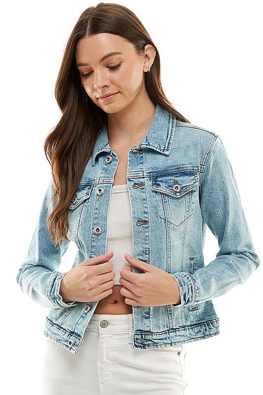 Plus Size Spandex  Ladies  Casual Denim Jacket