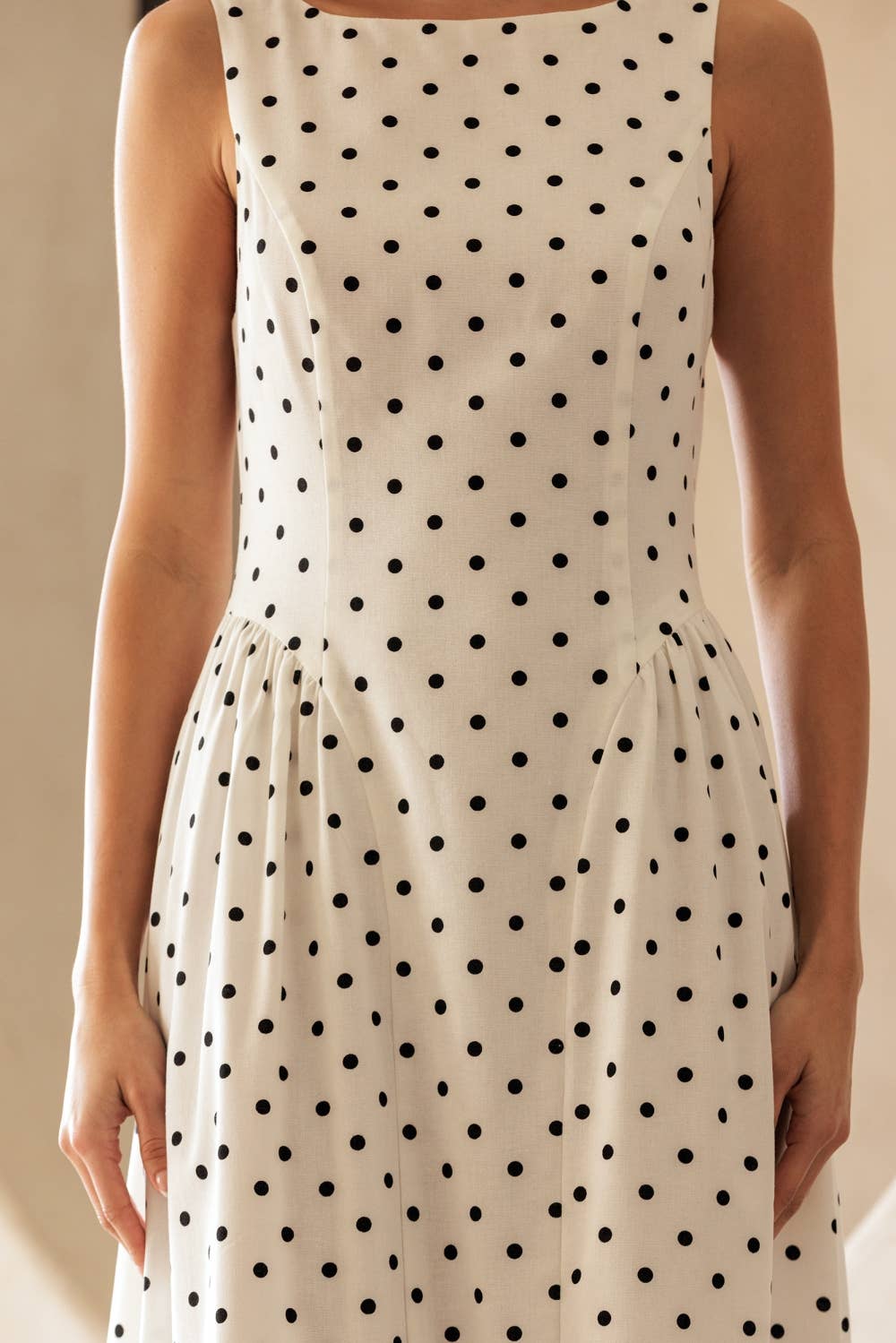 Polka Dot Fit and Flare - Midi Dress