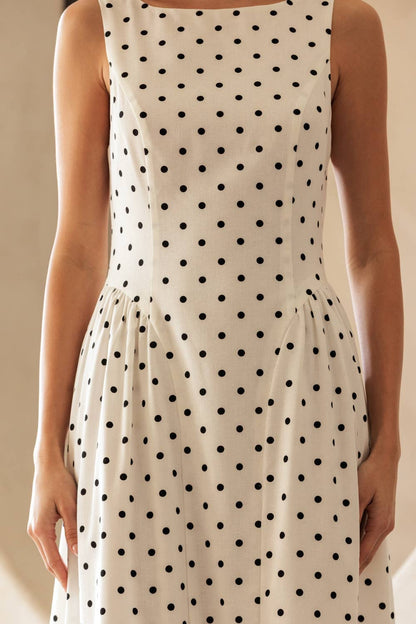 Polka Dot Fit and Flare - Midi Dress