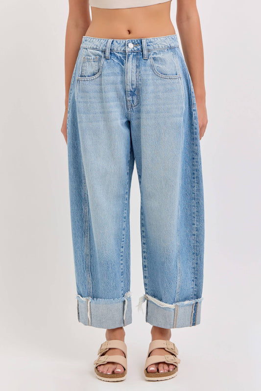 Mid Waisted Barrel Leg with Cuff
