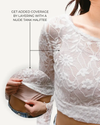 a girl wearing a white Full Lace Long-Sleeved (95% Nylon/5% Spandex)