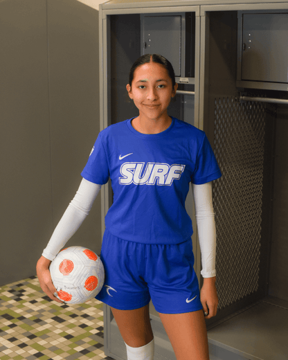 girl wearing Blue Sport uniform