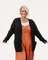 Cable Knit Open Front Side Pocket Cardigan