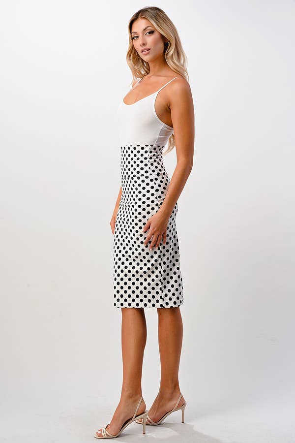 Polka Dot Stretchy Pencil Skirt