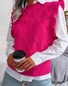 Knitted Sweater Vest with Ruffle Detail